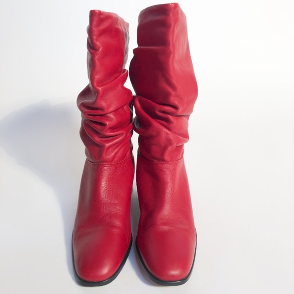mid calf leather slouch boots